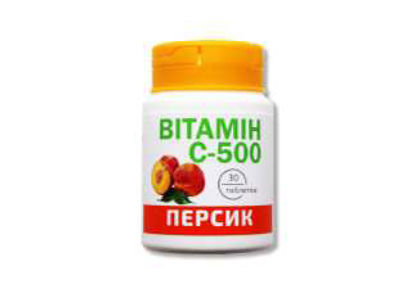 Світлина ВітамінС-500 зі смаком персика таблетки жувальні 0.5 г №30